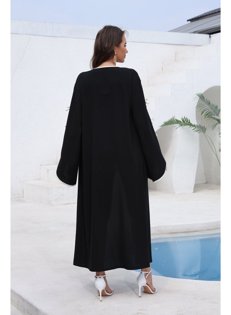 Front Open Abayas for Women Muslim Dress Dubai Prayer Clothes Long Sleeve Islamic Modest - Image 2